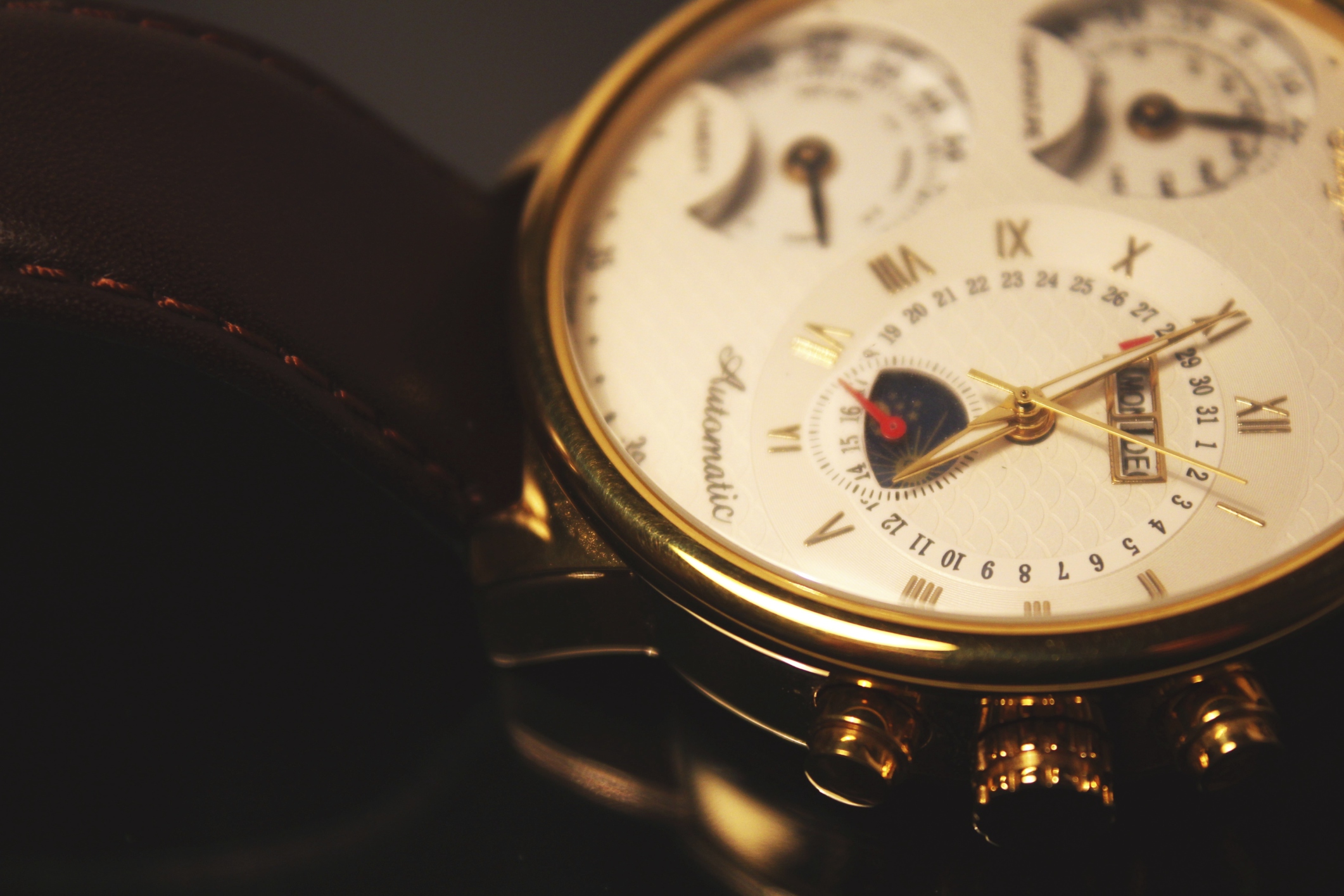 Golden luxury watch chronometer